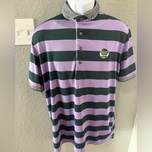 Greyson Purple and Green Polo Shirt with Stripes